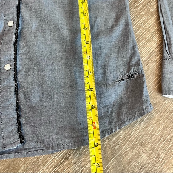 Ladies Sz Small Gray/blue Adiktd Long Sleeve Embroidered Western Shirt - Picture 6 of 9